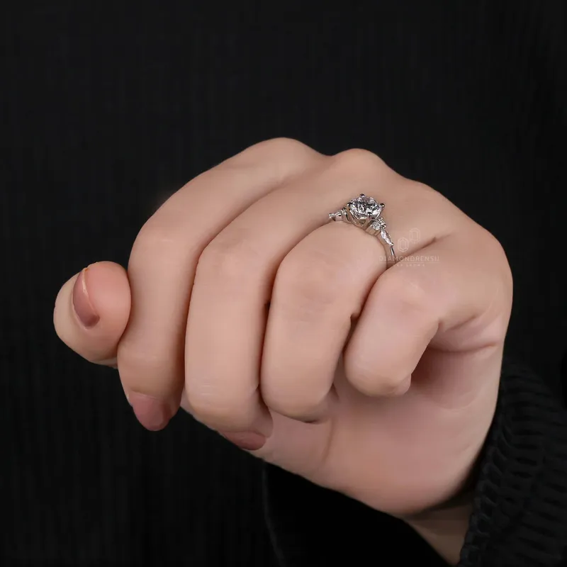 Muse Setting, 1.30 CT Round Lab Grown Diamond Engagement Ring vy 9