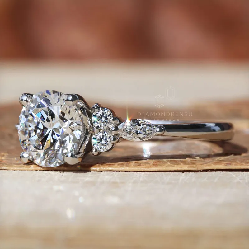 Muse Setting, 1.30 CT Round Lab Grown Diamond Engagement Ring vy 3