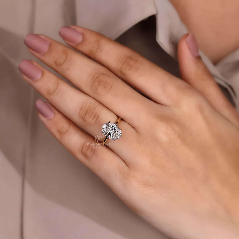 Oval Cut Lab Created Diamond Solitaire Engagement Ring view 4