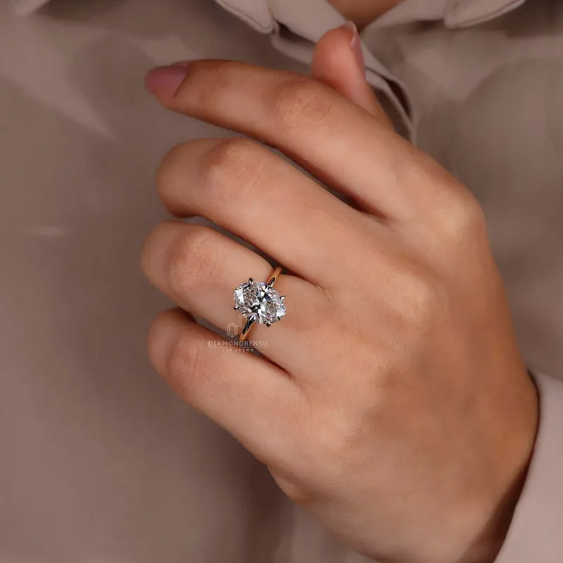 Oval Cut Lab Created Diamond Solitaire Engagement Ring view 5
