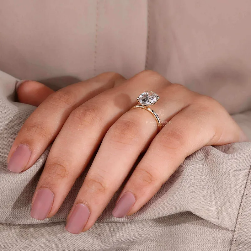 Oval Cut Lab Created Diamond Solitaire Engagement Ring view 6