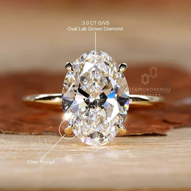 Oval Cut Lab Created Diamond Solitaire Engagement Ring view 2