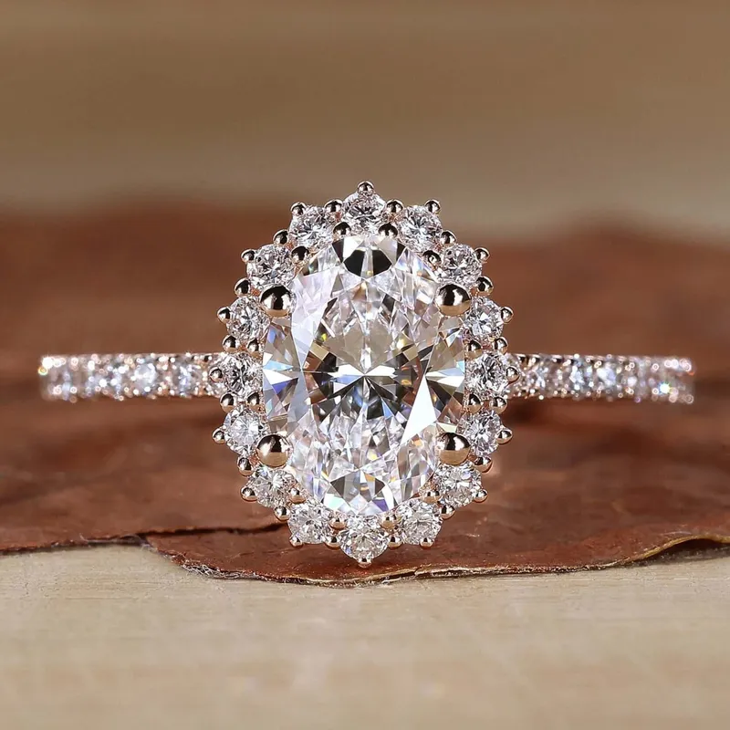 Oval Cut Lab Grown Diamond Halo Engagement Ring for Women oval cut engagement ring