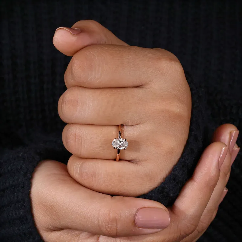 Oval Cut Lab Grown Diamond Solitaire Engagement Ring vy 4
