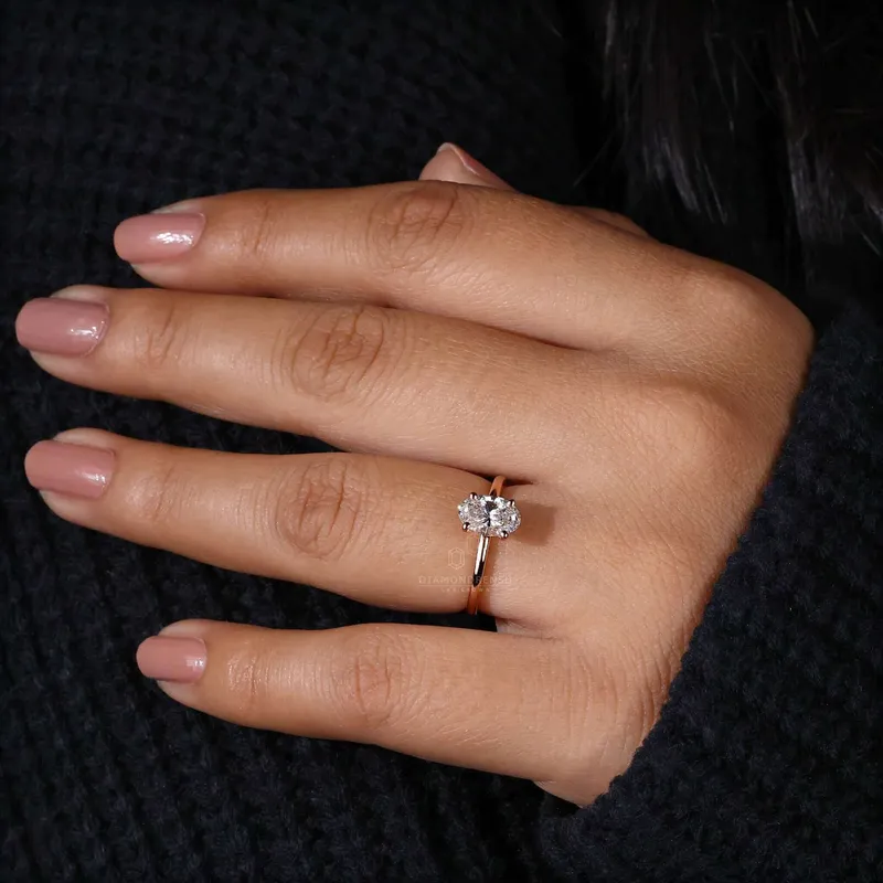 Oval Cut Lab Grown Diamond Solitaire Engagement Ring vy 8