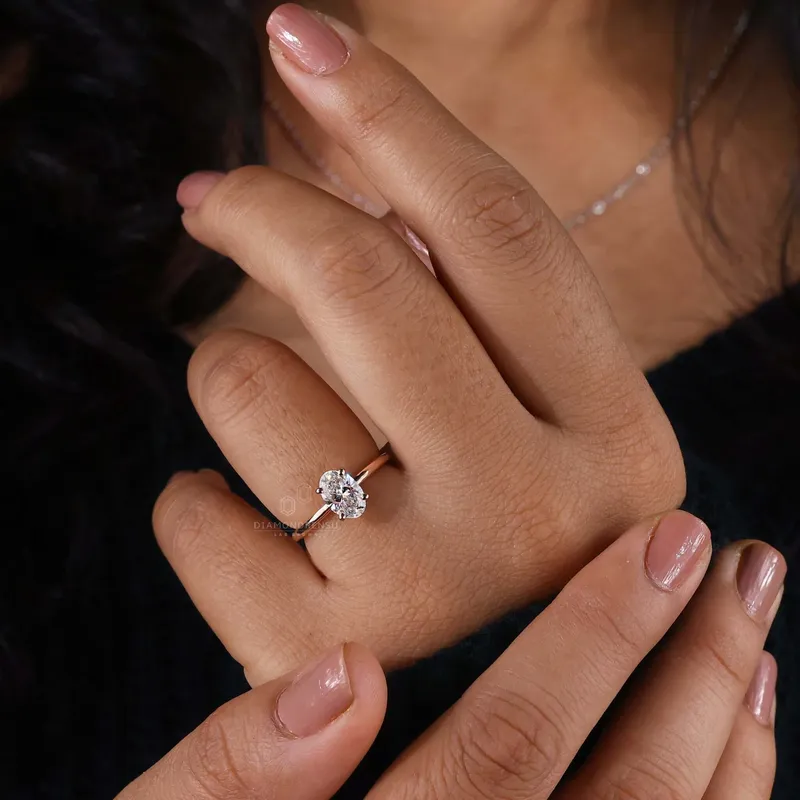 Oval Cut Lab Grown Diamond Solitaire Engagement Ring vy 2