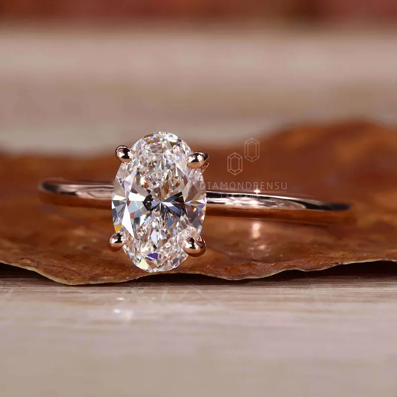 Oval Cut Lab Grown Diamond Solitaire Engagement Ring vy 5