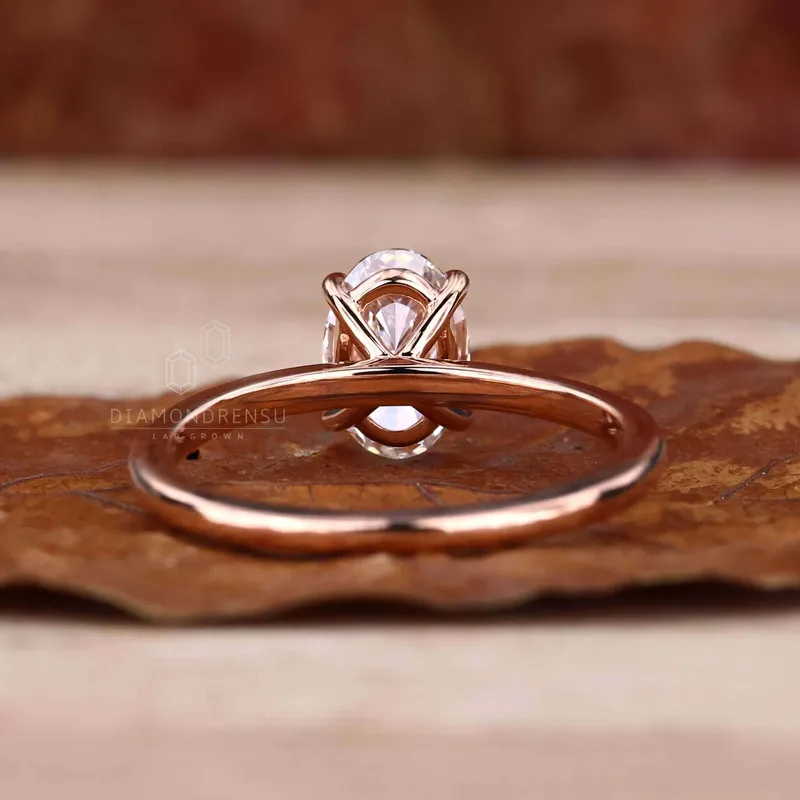 Oval Cut Lab Grown Diamond Solitaire Engagement Ring vy 3