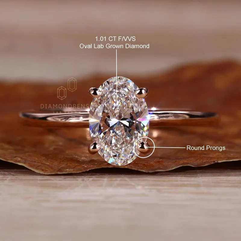 Oval Cut Lab Grown Diamond Solitaire Engagement Ring vy 9