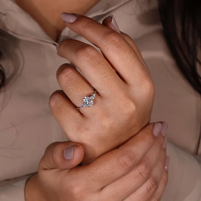 Oval Diamond Engagement Ring, Three Stone Lab Grown Diamond Ring vy 5