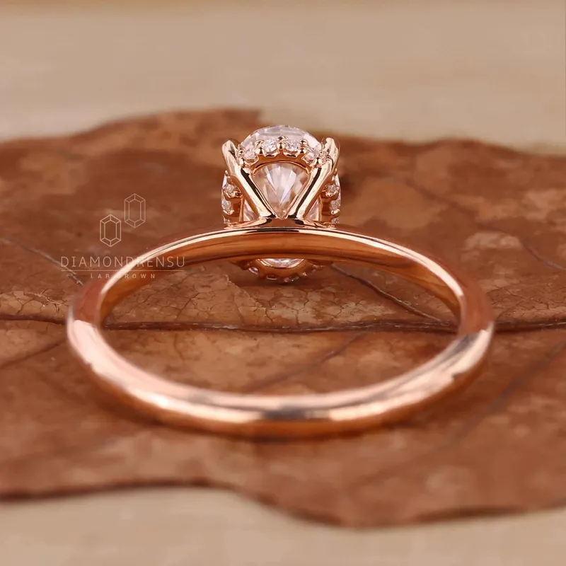 Oval Diamond Ring - Lab Grown Diamond Hidden Halo Engagement Ring view 6