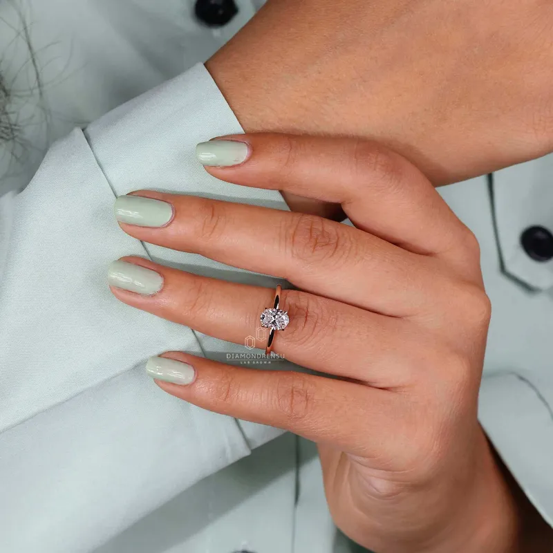 Oval Diamond Ring - Lab Grown Diamond Hidden Halo Engagement Ring view 2