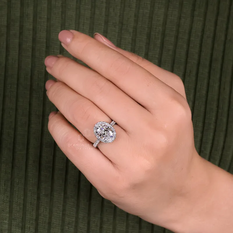 Oval Engagement Ring, 2.50 CT IGI Certified F/VS Lab Created Diamond Halo Engagement Ring, Anniversary Gift for Her vy 3