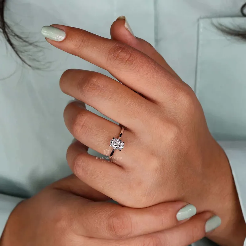 Oval Lab Grown Diamond Ring, Solitaire Engagement Ring vy 4