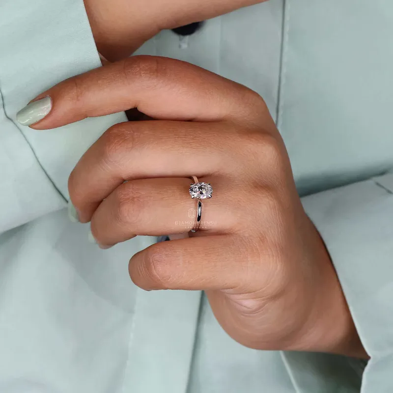 Oval Lab Grown Diamond Ring, Solitaire Engagement Ring vy 7