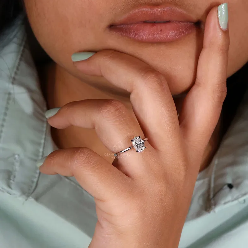 Oval Lab Grown Diamond Ring, Solitaire Engagement Ring vy 8