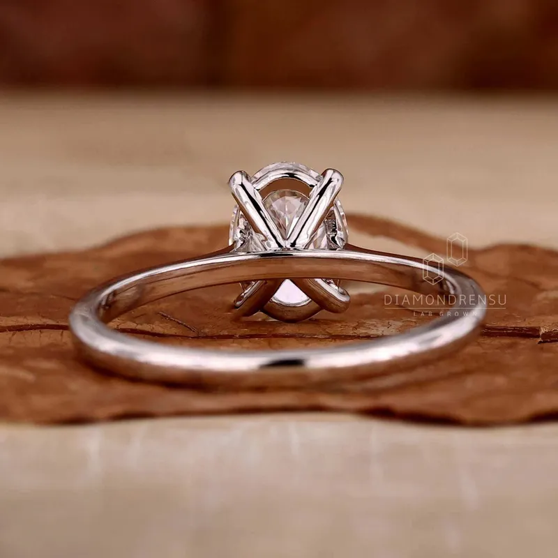 Oval Lab Grown Diamond Ring, Solitaire Engagement Ring vy 3