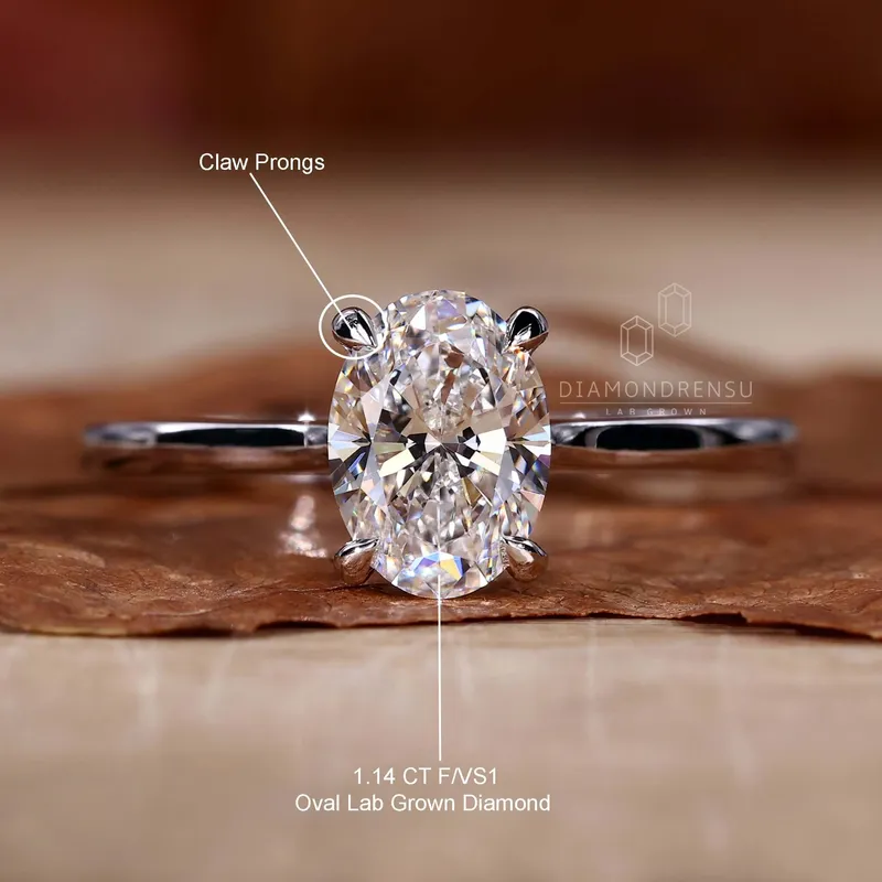 Oval Lab Grown Diamond Ring, Solitaire Engagement Ring vy 9
