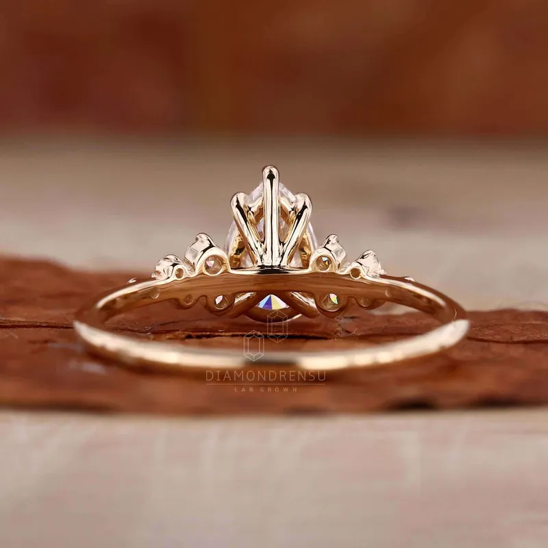Pear Cut Lab Created Diamond Engagement Ring For Modern Women vy 6