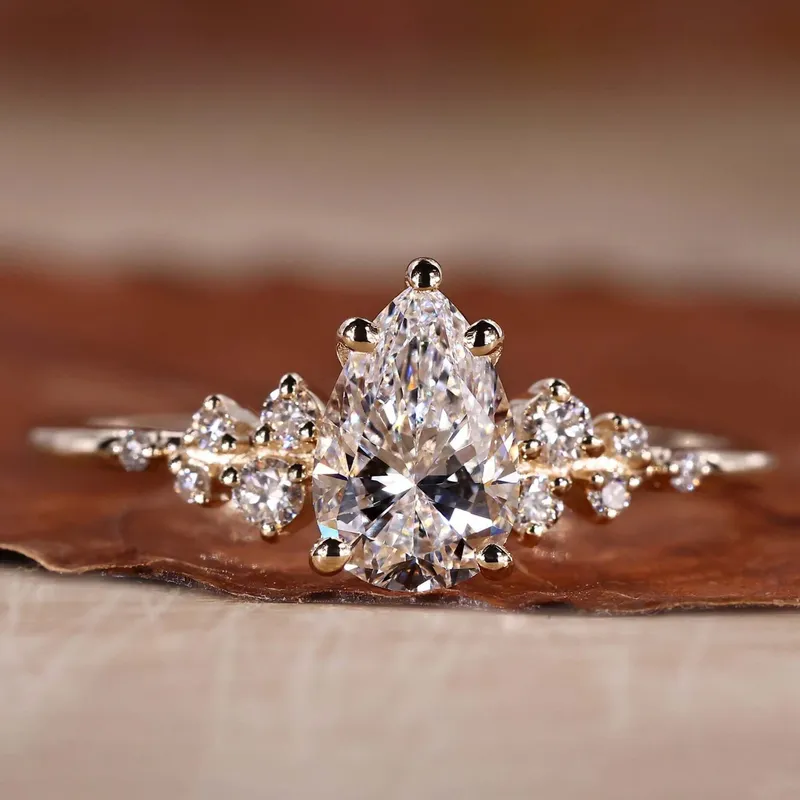 Pear Cut Lab Created Diamond Engagement Ring For Modern Women pear cut engagement ring