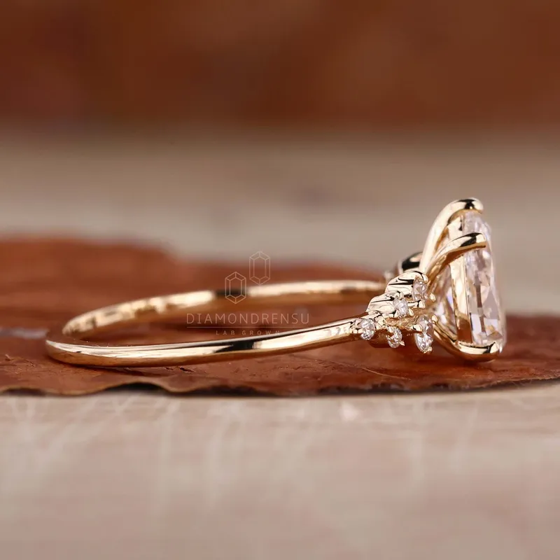 Pear Cut Lab Created Diamond Engagement Ring For Modern Women vy 3