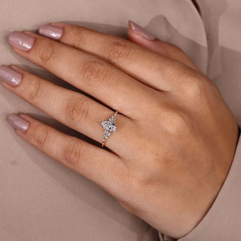 Pear Cut Lab Created Diamond Engagement Ring For Modern Women vy 2