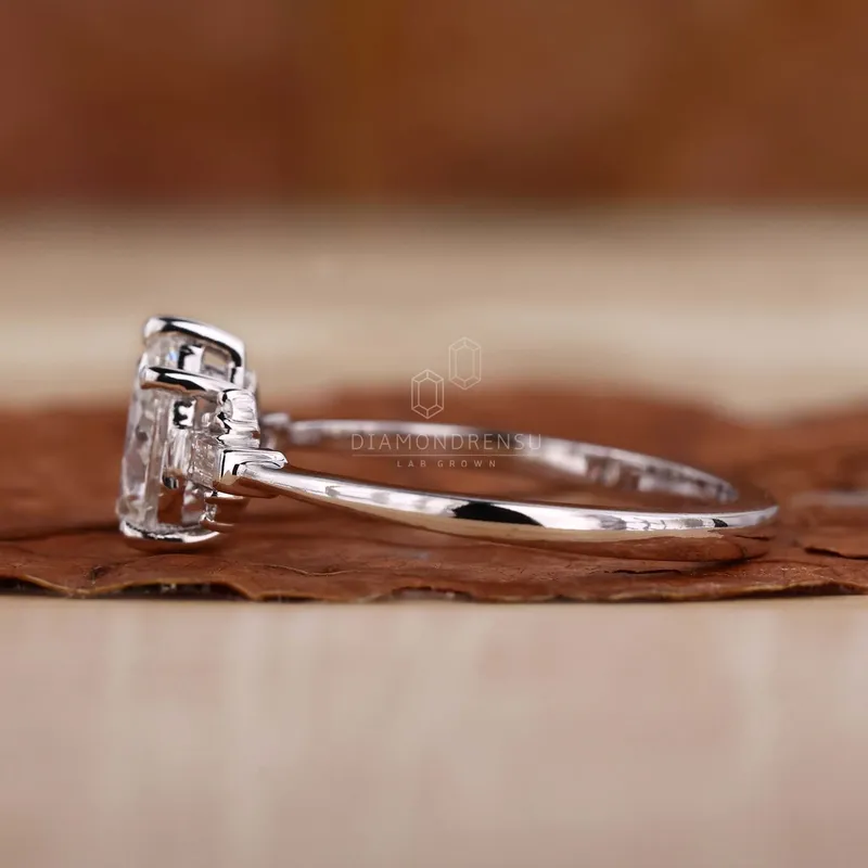 Pear Cut Lab Created Diamond Engagement Ring for Women view 3
