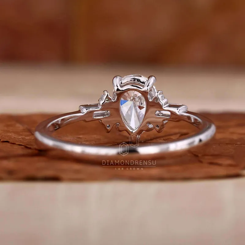 Pear Cut Lab Created Diamond Engagement Ring for Women view 6