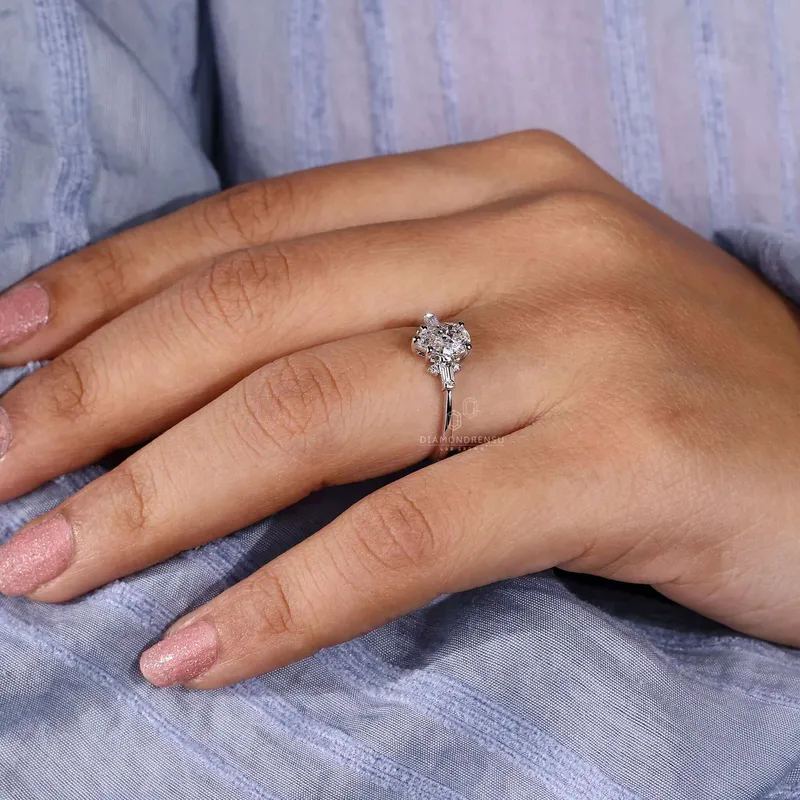 Pear Cut Lab Created Diamond Engagement Ring for Women view 8