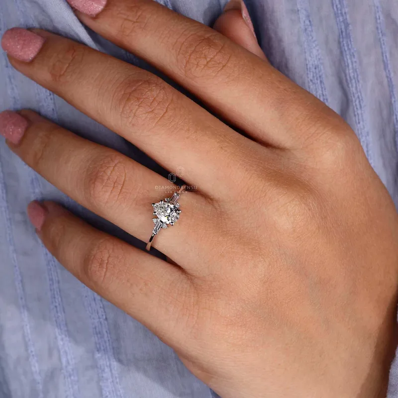 Pear Cut Lab Created Diamond Engagement Ring for Women view 2