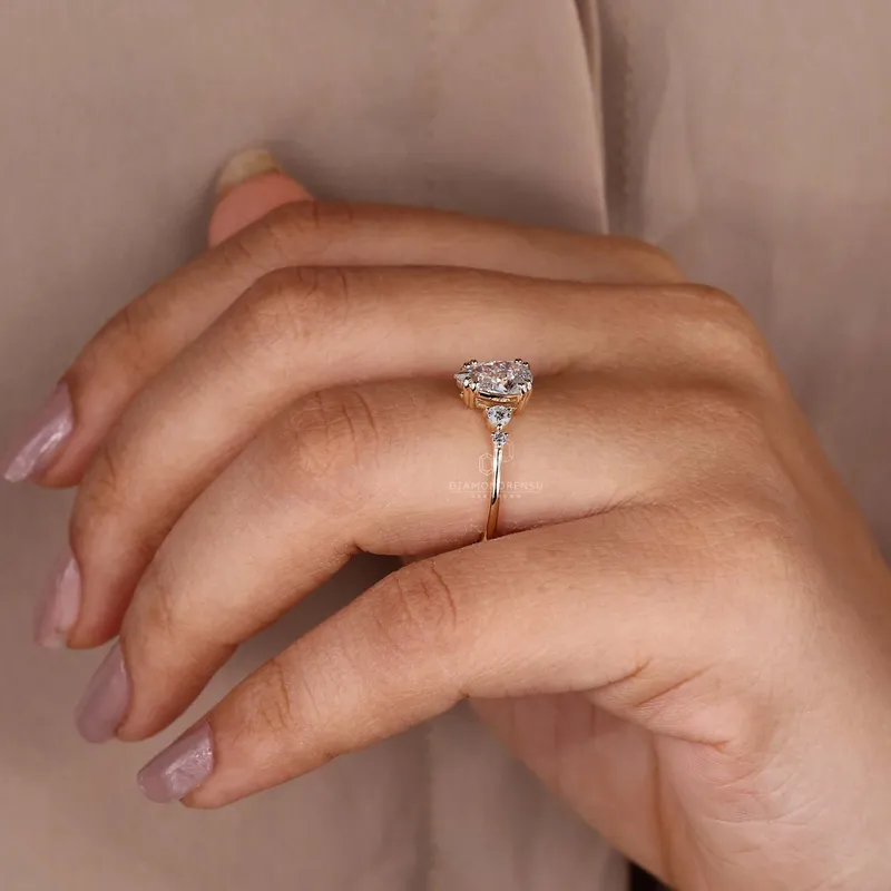 Pear Cut Lab Grown Diamond Five Stone Engagement Ring vy 6