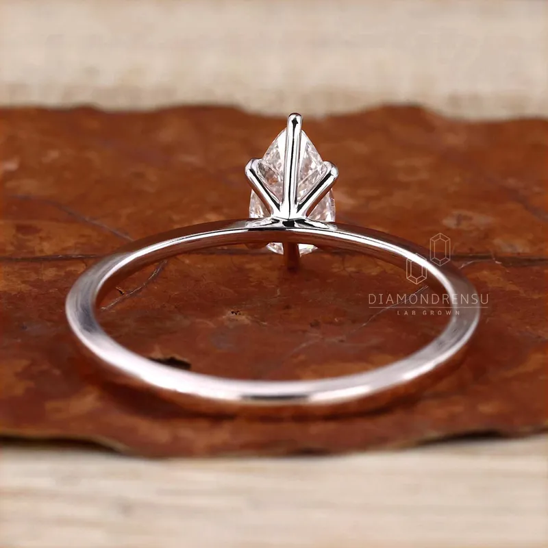 Pear Cut Lab Grown Diamond Solitaire Engagement Ring view 5