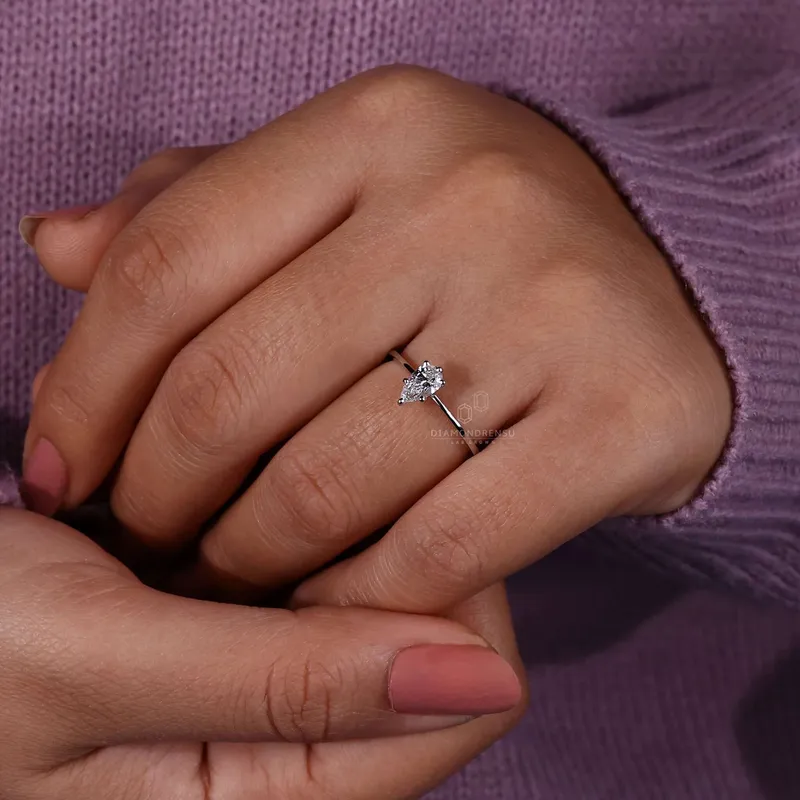 Pear Cut Lab Grown Diamond Solitaire Engagement Ring view 2