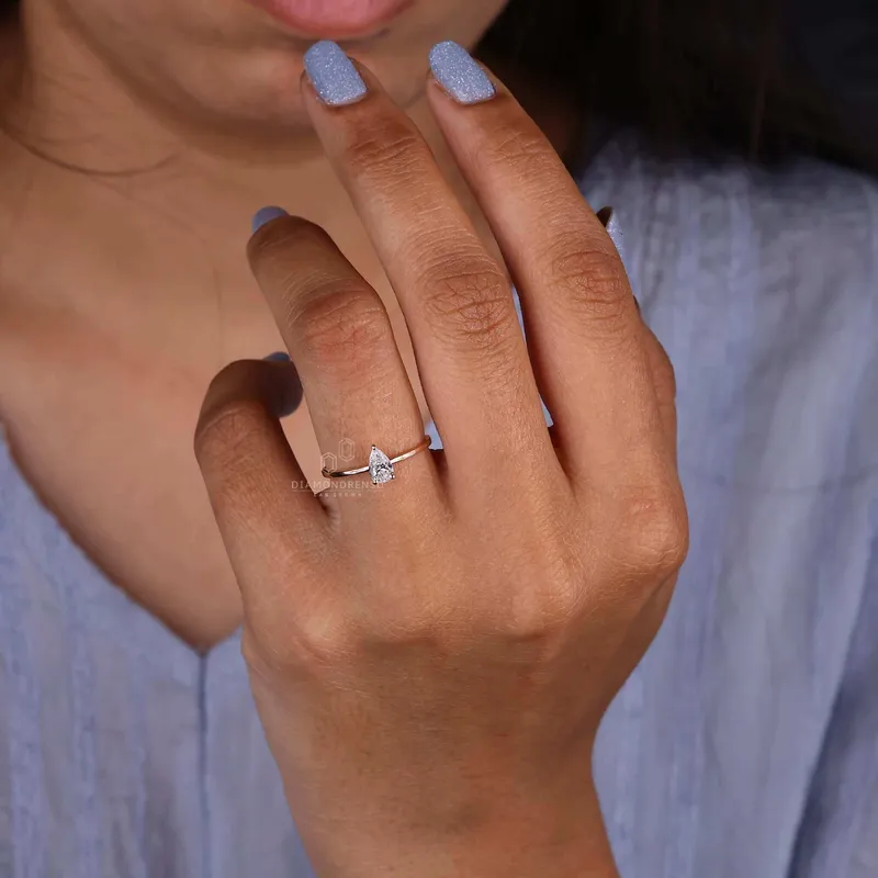 Pear Shaped Lab Grown Diamond Engagement Ring for Women vy 5