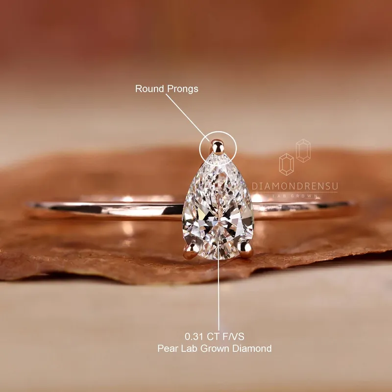 Pear Shaped Lab Grown Diamond Engagement Ring for Women vy 9