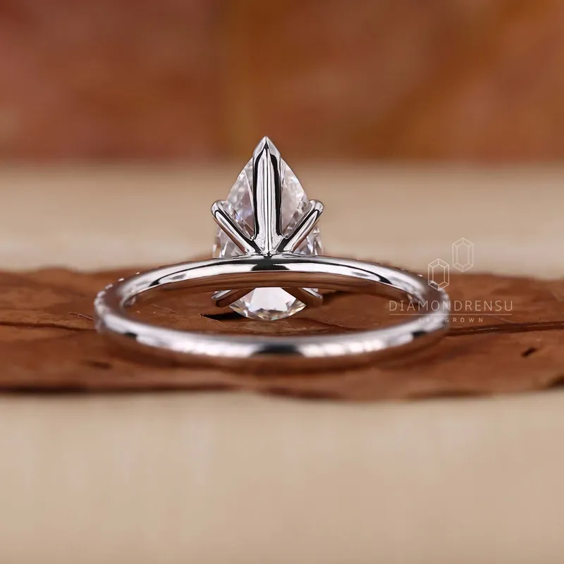 Pear Shaped Lab Grown Diamond, Pave Engagement Ring vy 6