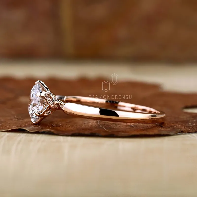 Pinched Band Round Lab Grown Diamond Solitaire Engagement Ring view 5