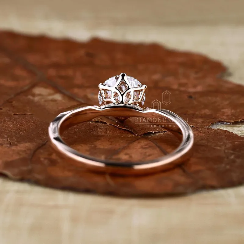 Pinched Band Round Lab Grown Diamond Solitaire Engagement Ring view 6