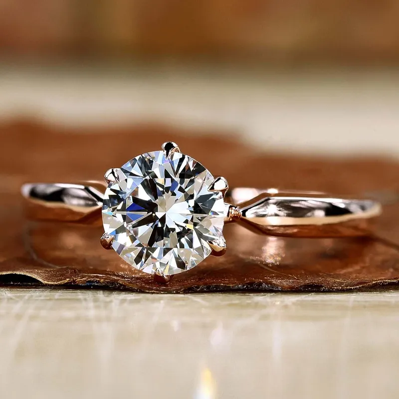 Pinched Band Round Lab Grown Diamond Solitaire Engagement Ring round cut engagement ring