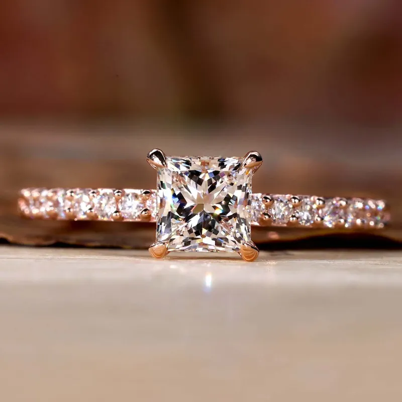 Princess Cut Diamond Engagement Ring, Lab Created Diamond Ring round cut engagement ring