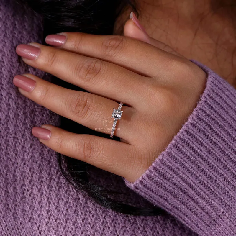 Princess Cut Diamond Engagement Ring, Lab Created Diamond Ring vy 2