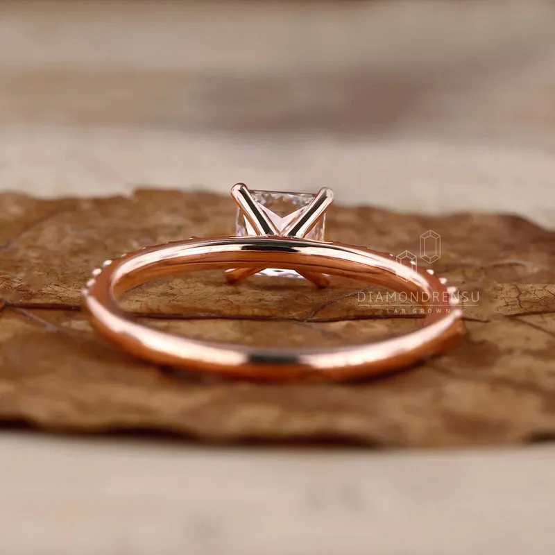 Princess Cut Diamond Engagement Ring, Lab Created Diamond Ring vy 4