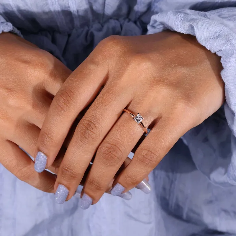 Princess Cut Diamond Ring, Lab Grown Diamond Solitaire Engagement Ring vy 3