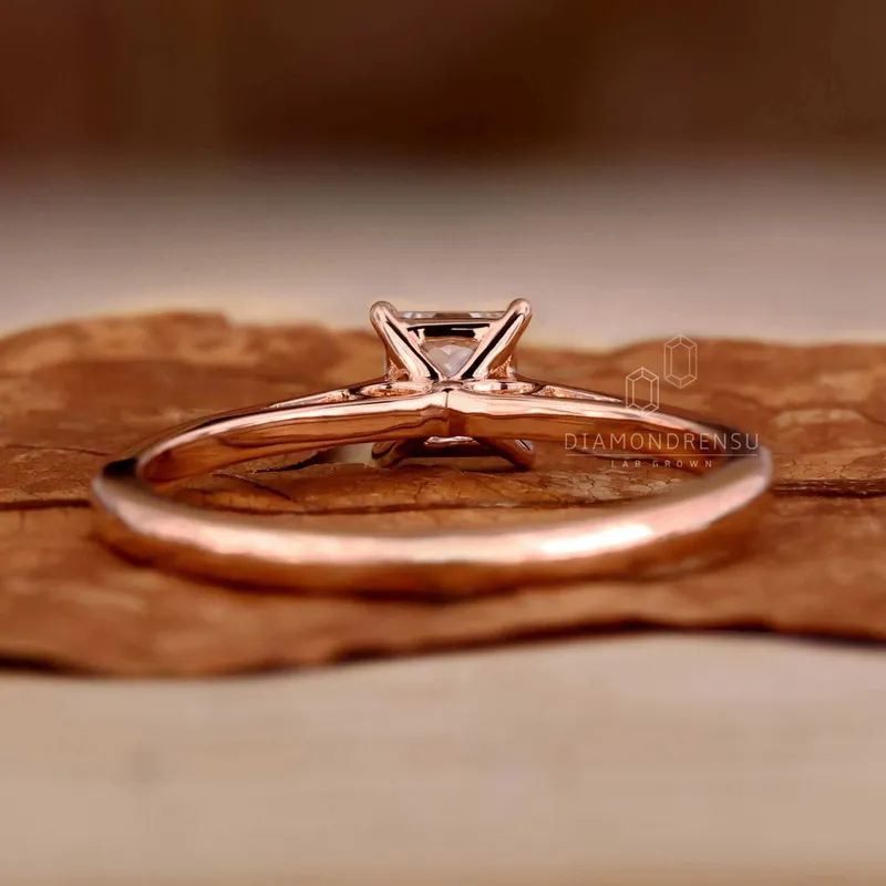 Princess Cut Diamond Ring, Lab Grown Diamond Solitaire Engagement Ring vy 2