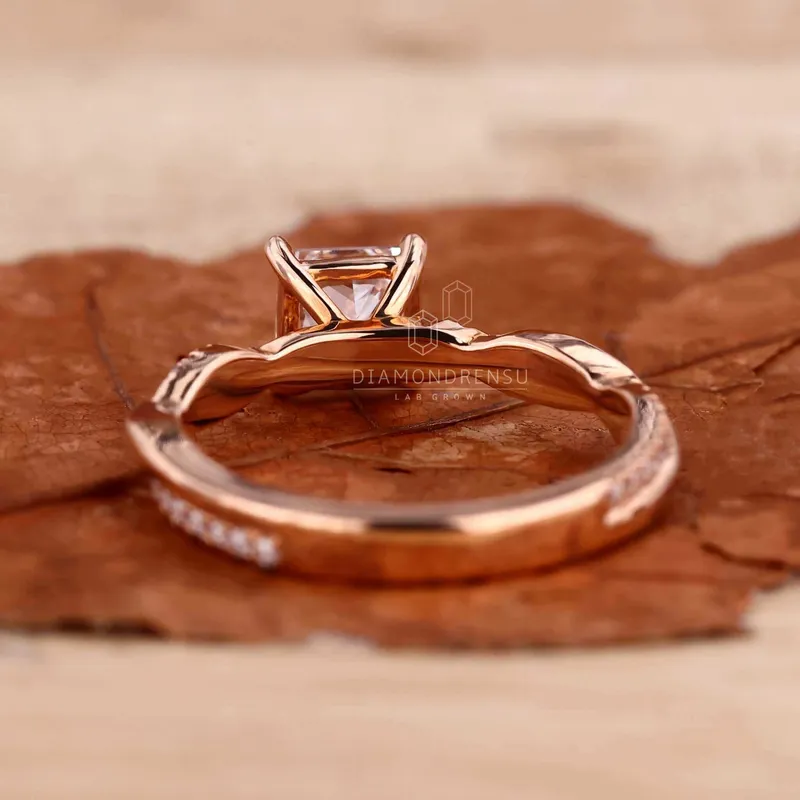 Princess Cut Lab Created Diamond Twisted Shank Engagement Ring vy 7