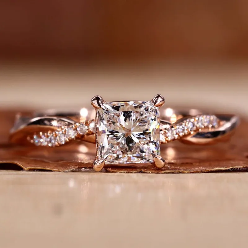 Princess Cut Lab Created Diamond Twisted Shank Engagement Ring engagement ring