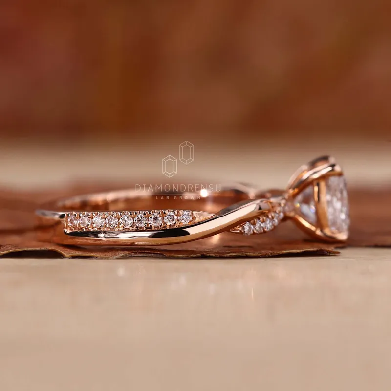 Princess Cut Lab Created Diamond Twisted Shank Engagement Ring vy 3