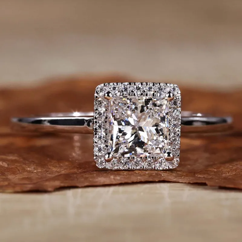 Princess Cut Lab Grown Diamond Halo Engagement Ring engagement ring