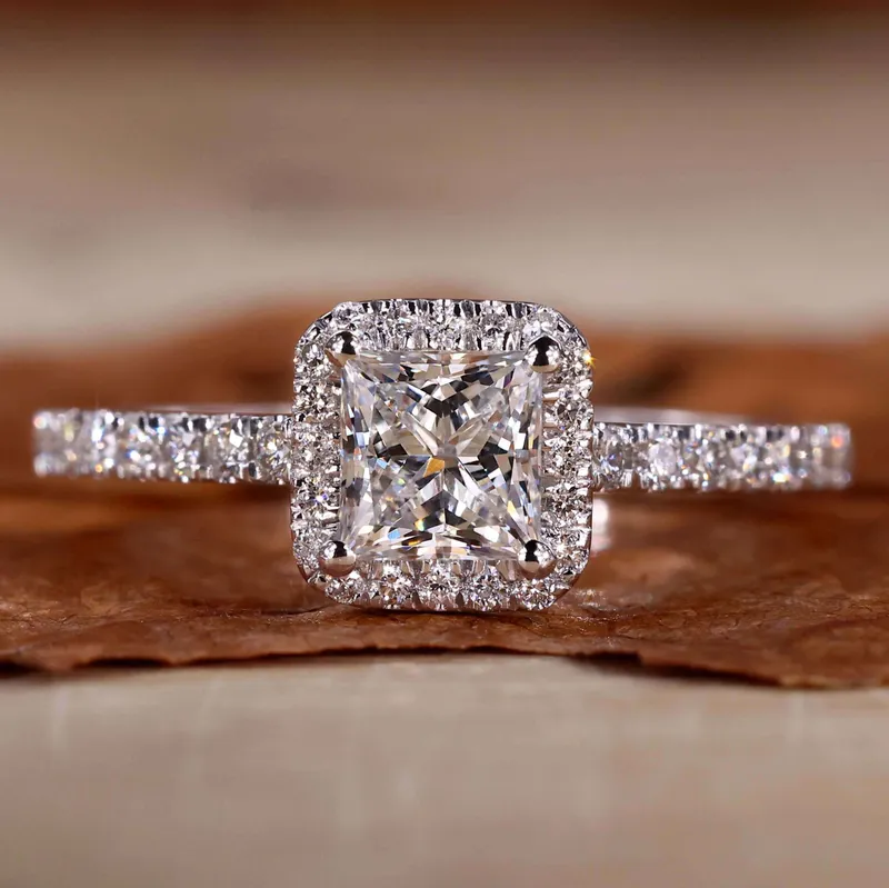 Princess Cut Lab Grown Diamond Halo Engagement Ring engagement ring