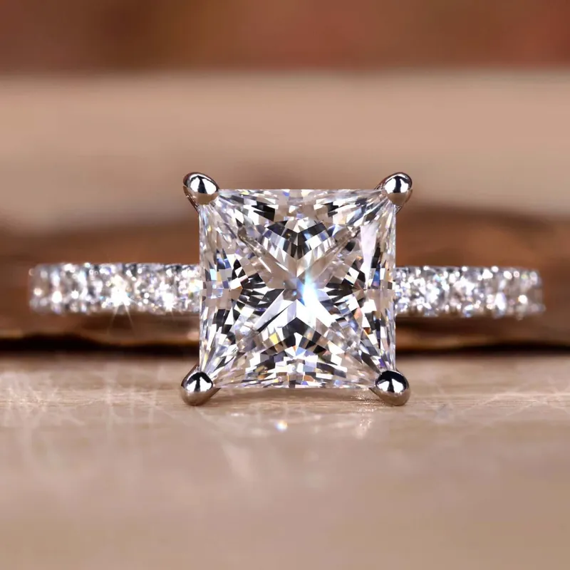 Princess Cut Lab Grown Diamond Pave Engagement Ring engagement ring
